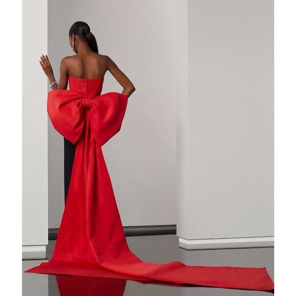 Ralph Lauren Collection Silk Red Bow Train Faille Blouse Bustier Top Corset $3k - Picture 9 of 13